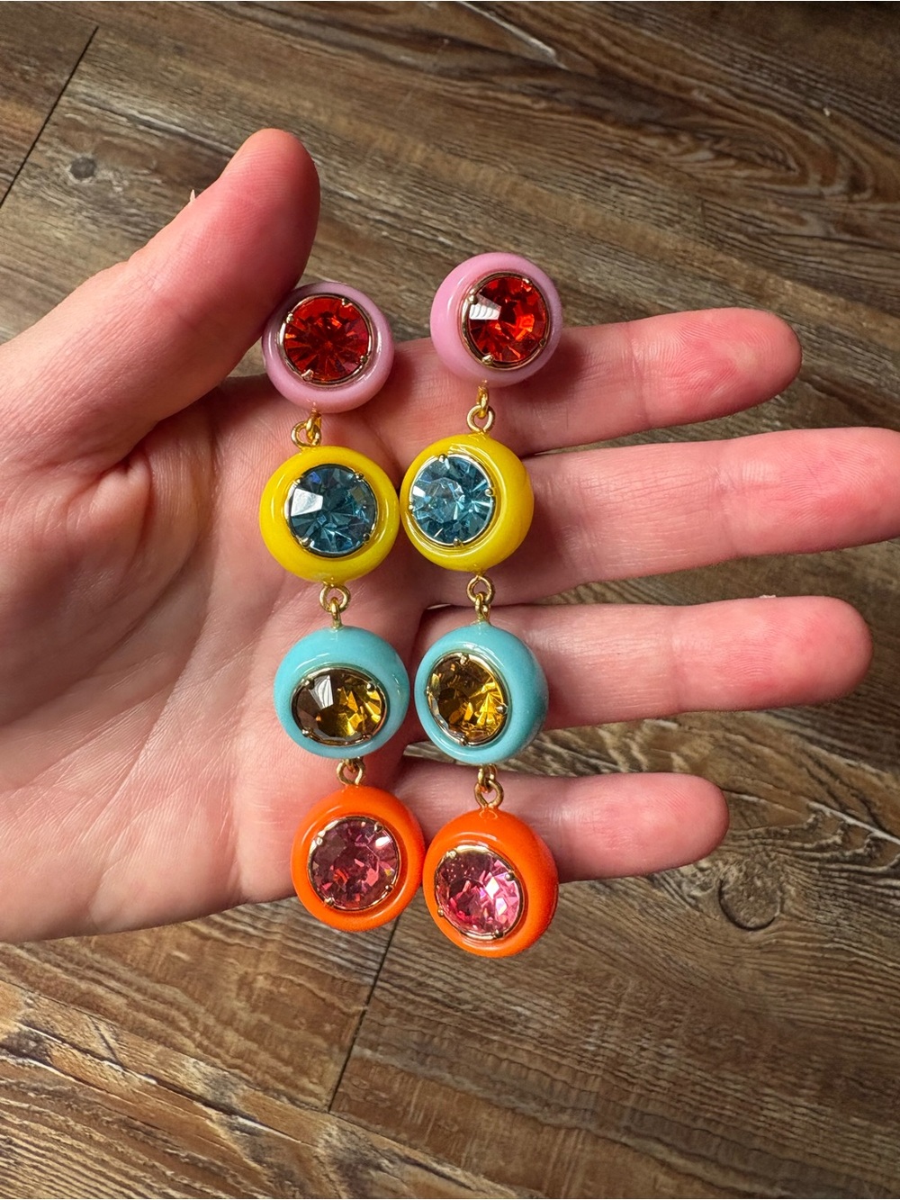Lele Sadoughi Taffy Rainbow Gumball Linear Earrings - Picture 3 of 5